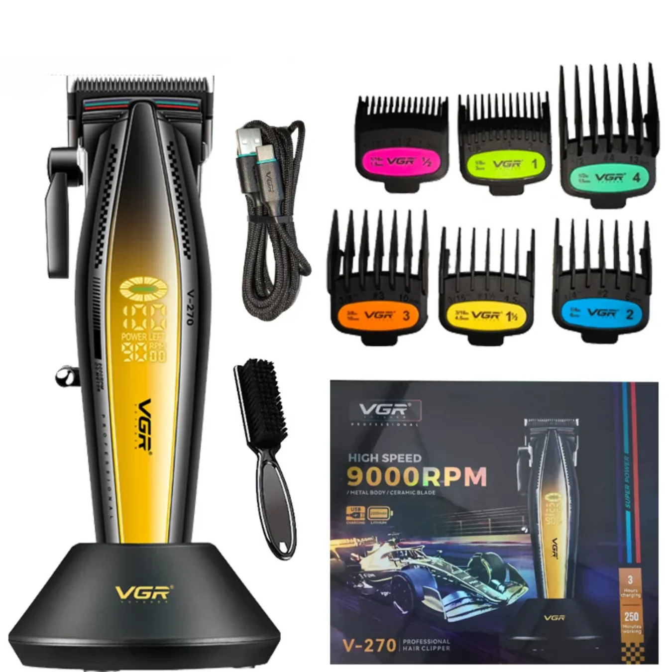 Máquina VGR Profesional Corta Pelo Dorado V-270 9.000 RPM