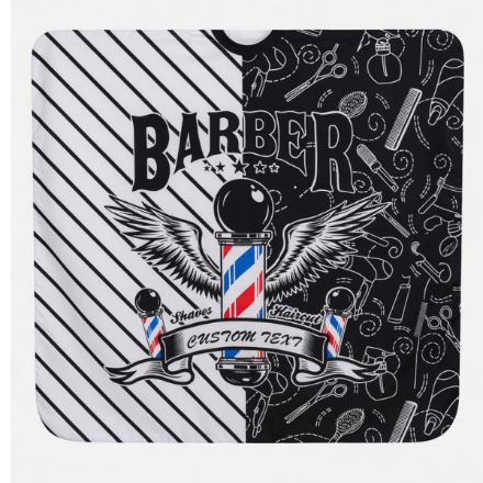 Capa pole barber black/white Cuello de silicona