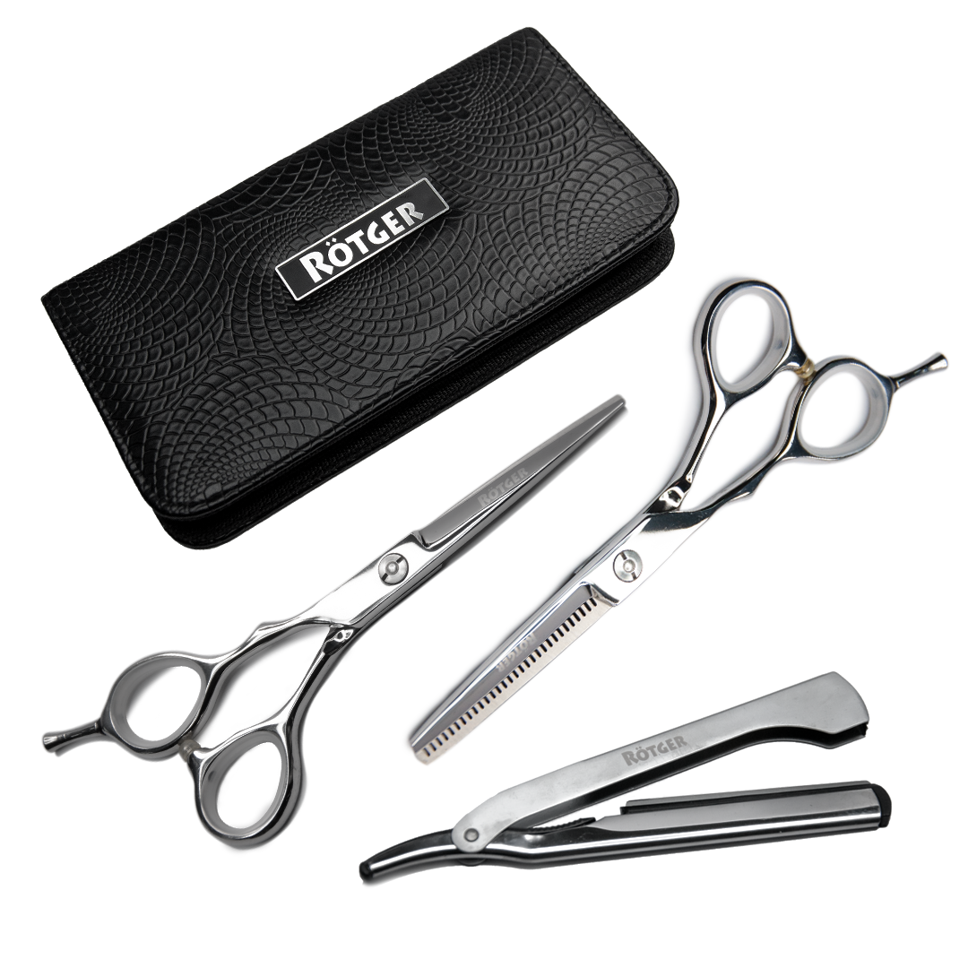 Set tijeras Rotger para Zurdo Filo navaja + Esculpidora