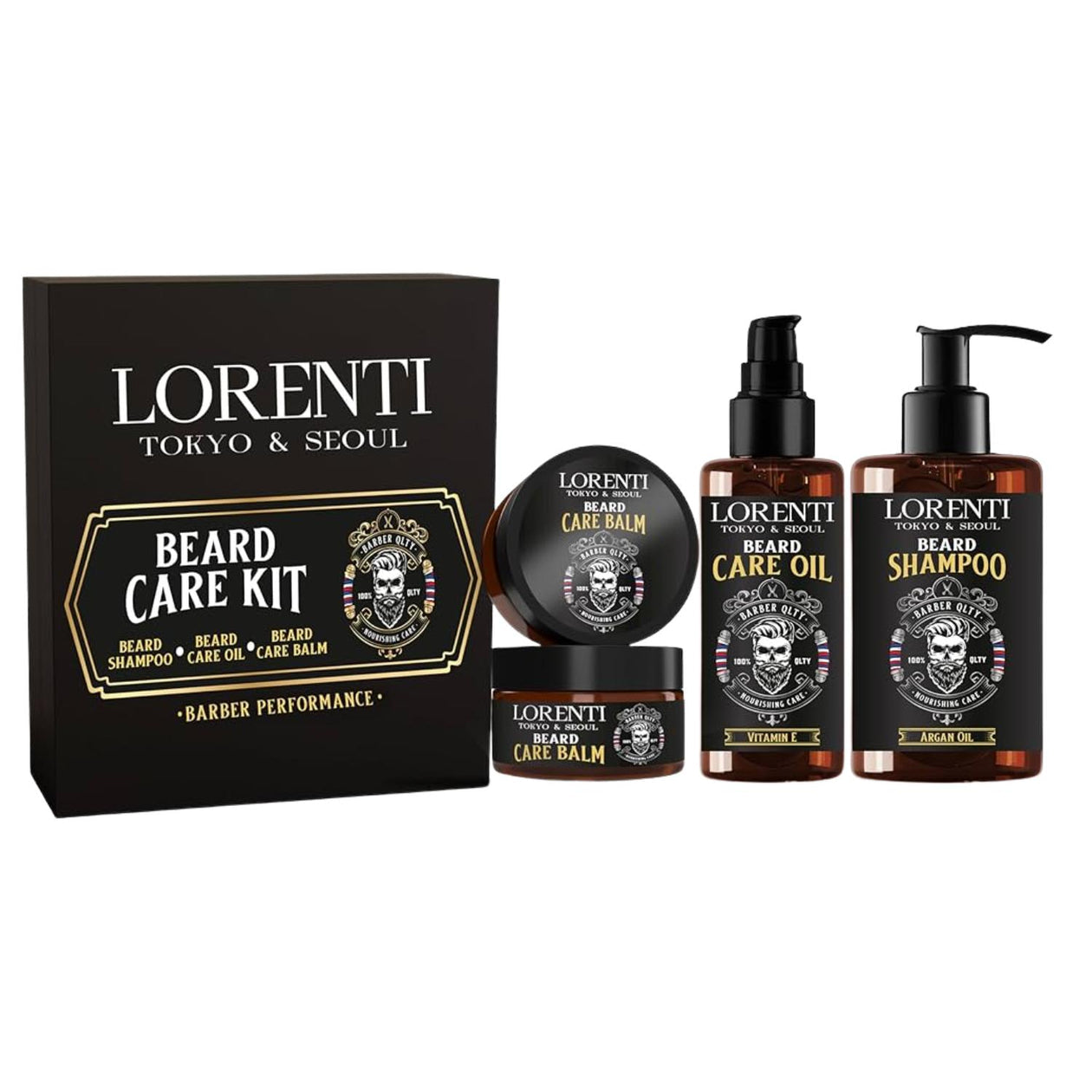 Set Para Cuidado de Barba Champu, Balsamo y Aceite Lorenti