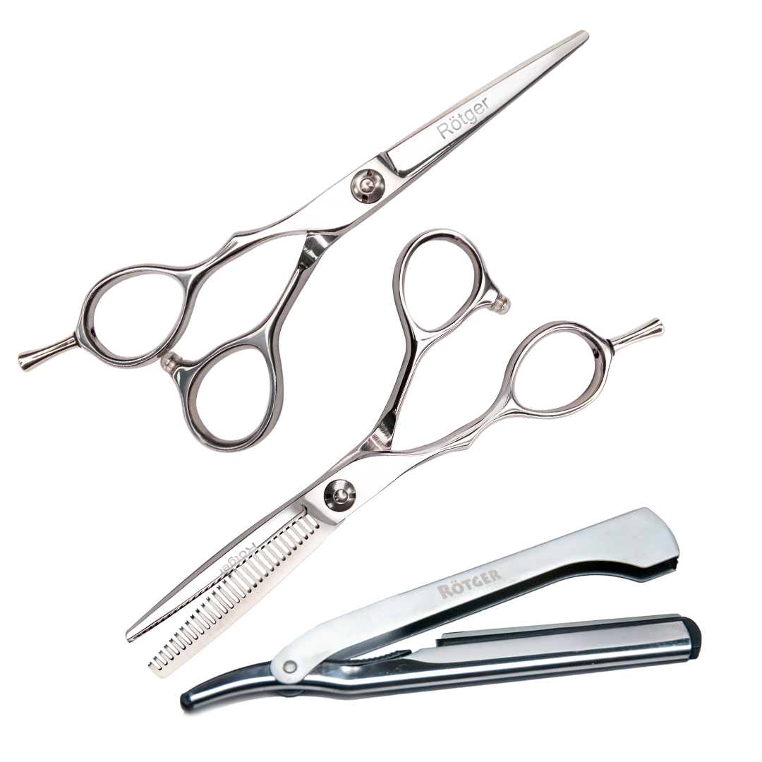 Set tijeras Rotger para Zurdo Filo navaja + Esculpidora