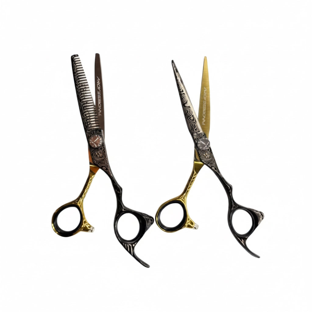 Set de Tijeras Wmark Pro 6″ pulgadas Black Gold