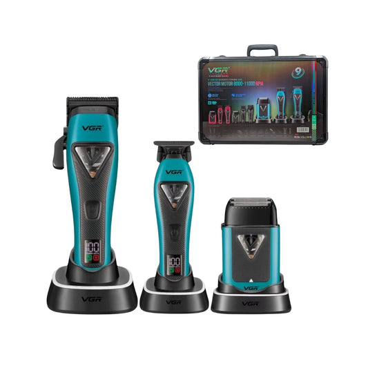 Combo Clipper+Trimmer+Shaver VGR V-035 S3 Motor Vector + Carcasas +Maletín