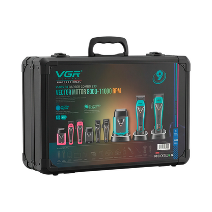 Combo Clipper+Trimmer+Shaver VGR V-035 S3 Motor Vector + Carcasas +Maletín