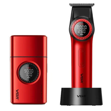 Combo VGR Trimmer V-977+Shaver V-377 Color Rojo