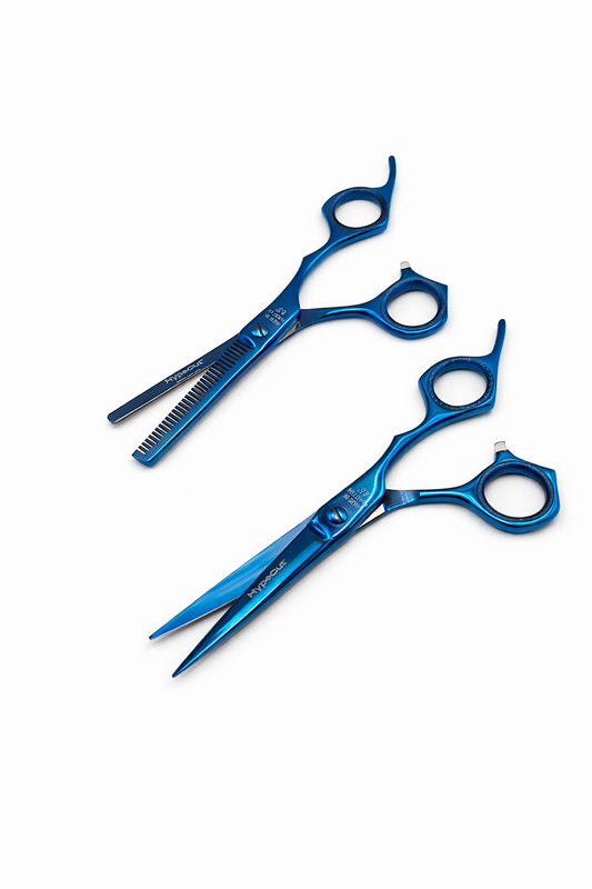 Set de tijeras professional Hypecut azul 6.5” Microdentada