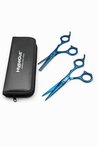 Set de tijeras professional Hypecut azul 6.5” Microdentada